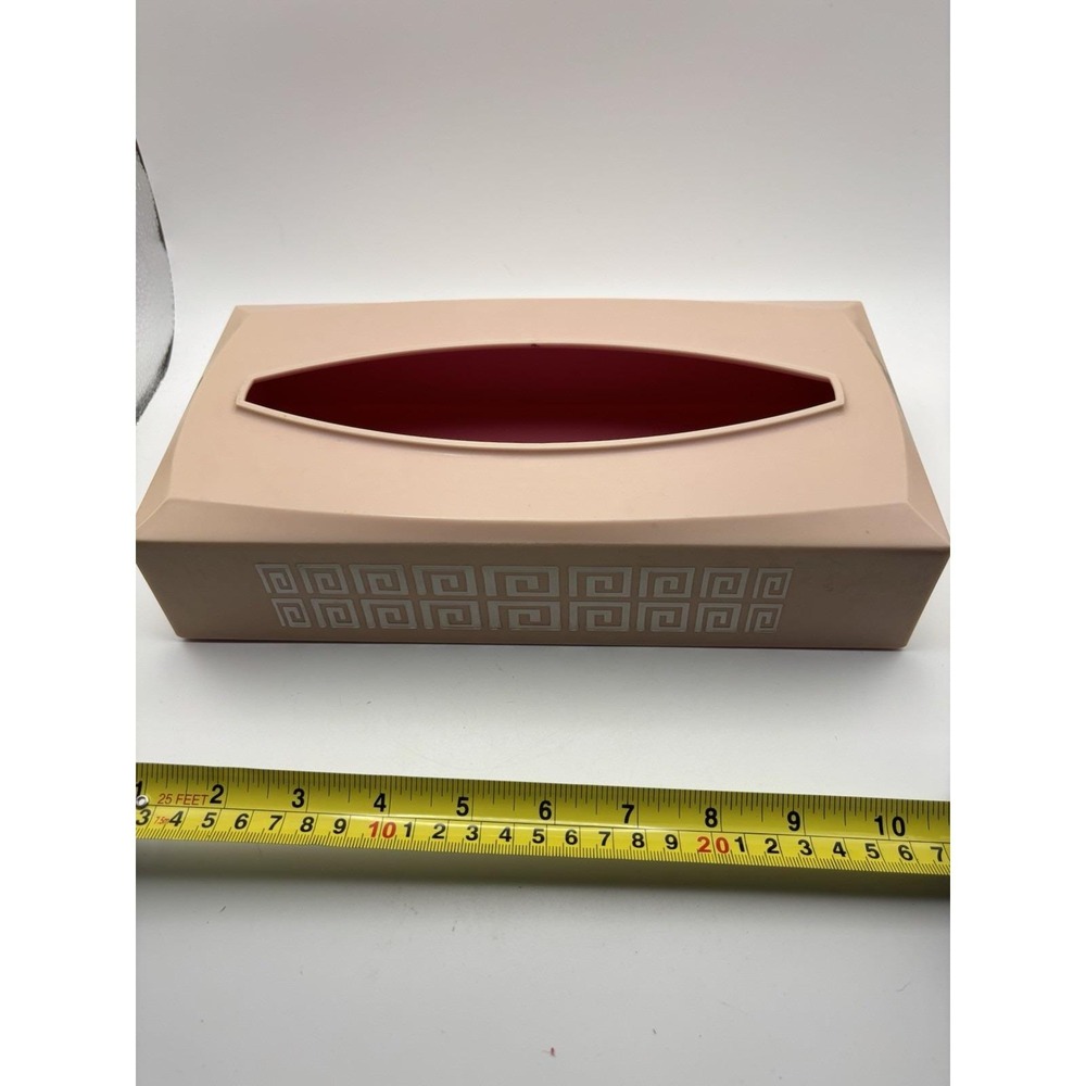 Vintage MCM Pink Plastic Tissue‎ Kleenex Box Cover Geometric Dainty Retro